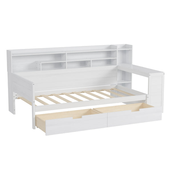 Wooden Bed with Storage Twin Size