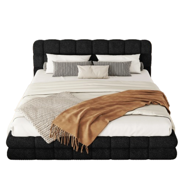 Queen Size Upholstered Platform Bed Black
