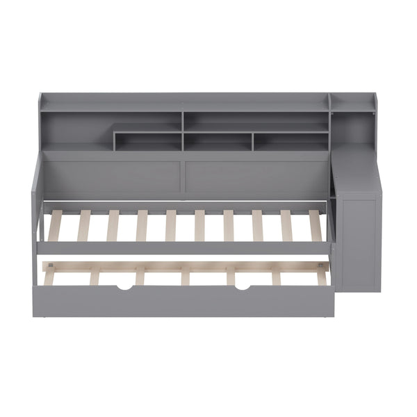 Wooden Bed With Trundle Under Bed Twin Size