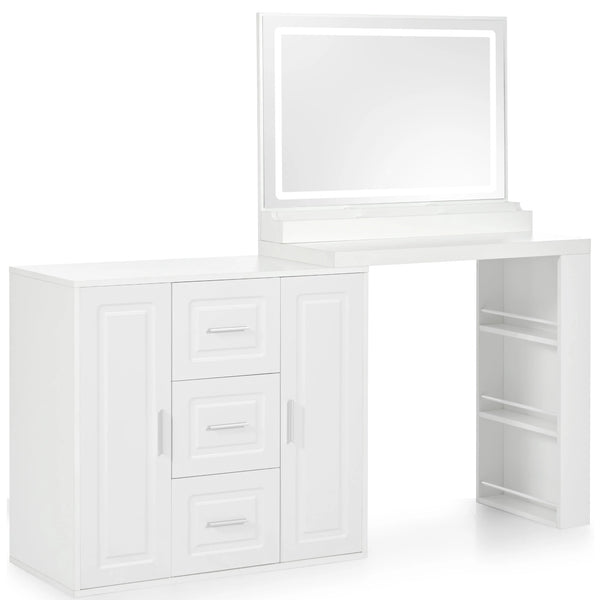 59"L Dressing Table with Mirror and Lights