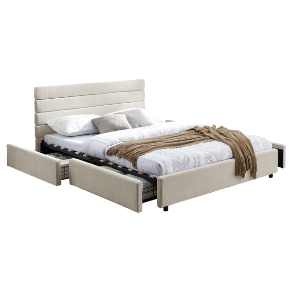 Cushioned Bed with 4 Drawers Queen Size